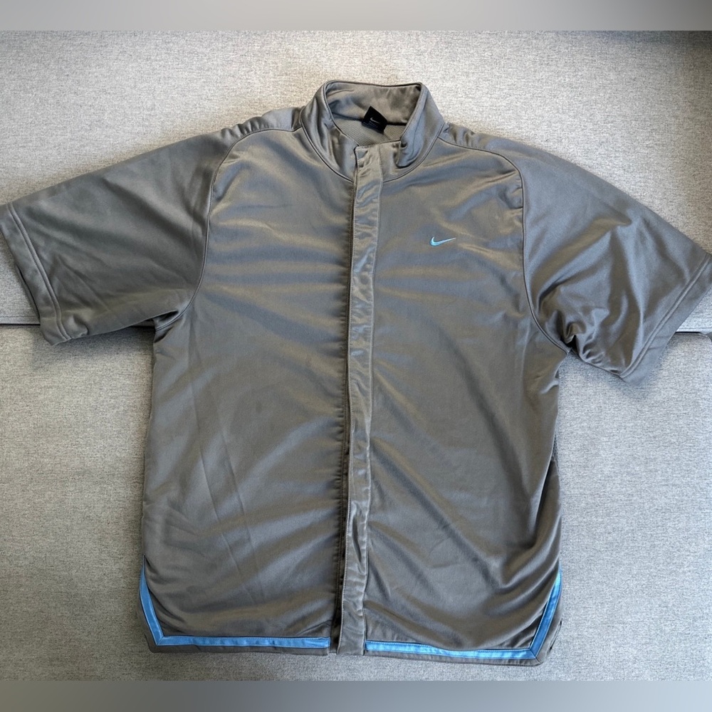 Nike Basketball Warm-Up Snap Button Shirt Men’s L Brown Y2K Vintage Retro